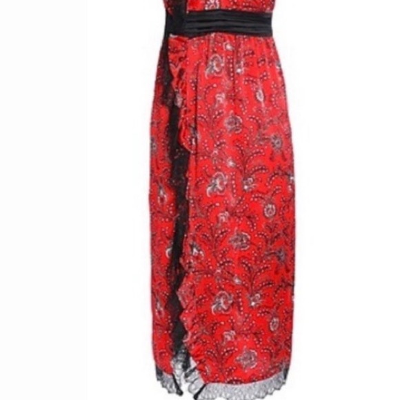 cinq a sept Petra Sleeveless Faux-Wrap Silk Dress W/ Lace Trim - Picture 7 of 7